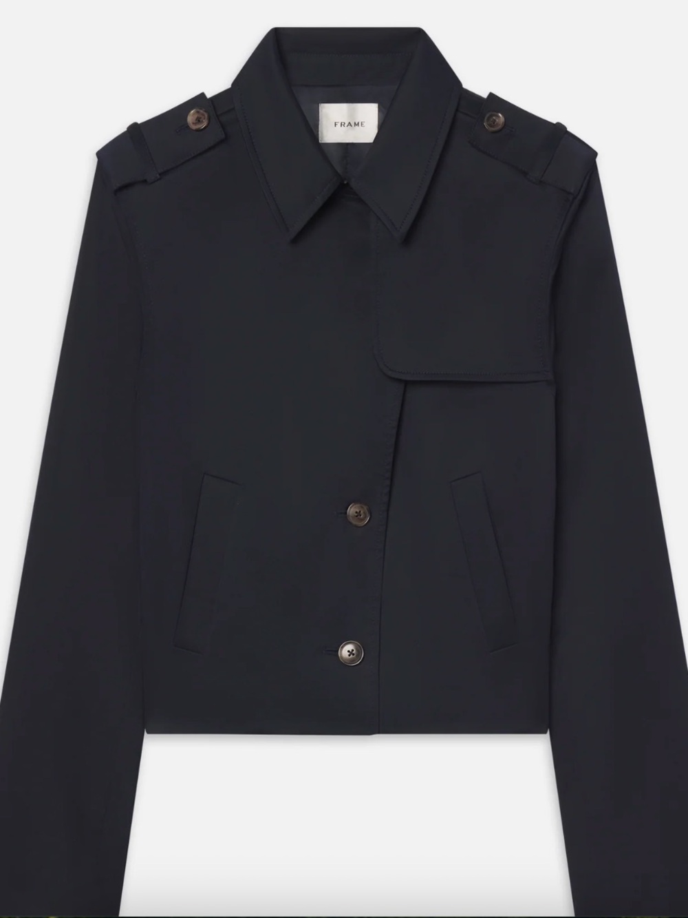 Frame Navy The Short Trench Jacket